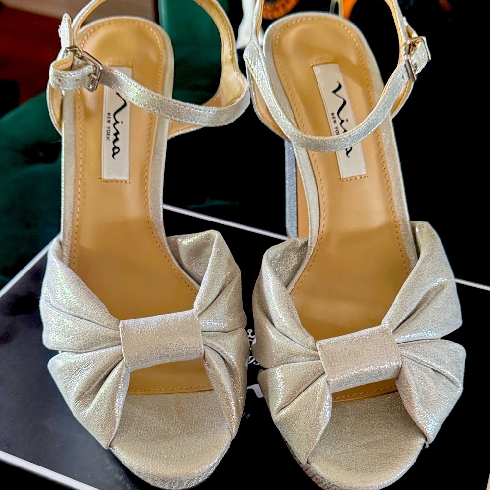 Nina Silver Sparkle Platform Heels - Picture 2 of 4